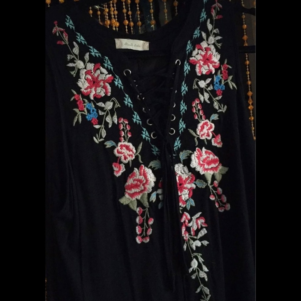 Floral Embroidered Black Dress